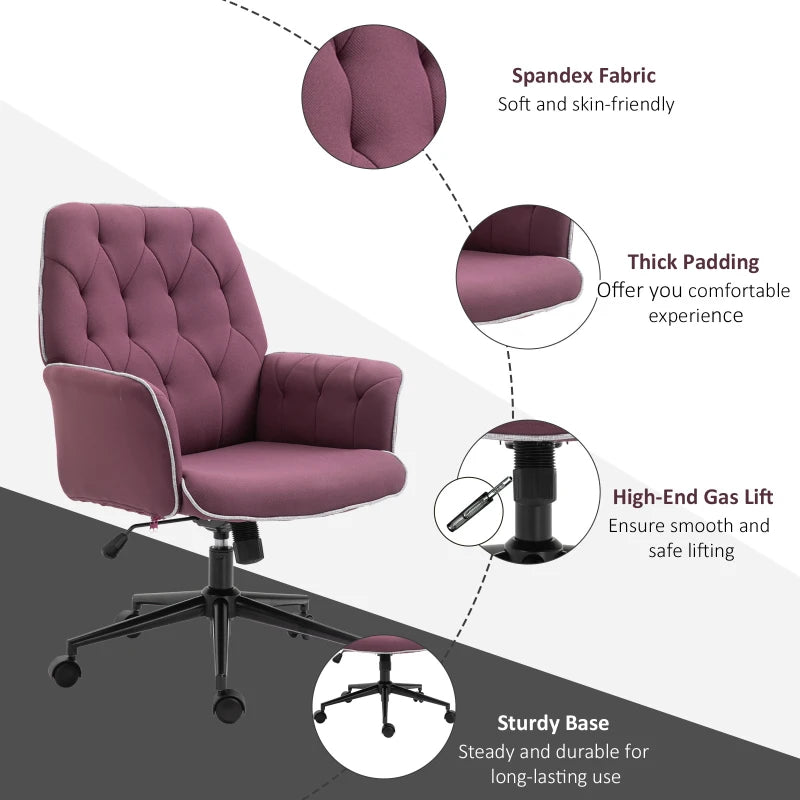 Purple Spandex Office Chair with Adjustable Height and Armrest