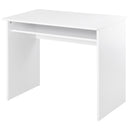 White Wood Grain Small Home Office Desk with Storage Shelf