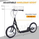 Black Kids Stunt Scooter with 16" Wheels & Dual Brakes, Adjustable Height