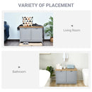 Grey Shoe Cabinet with 2 Doors and Shelf - Entryway Storage Organizer