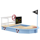 Blue Pirate Ship Wooden Sandbox for Kids