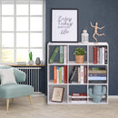 White Wooden 9 Cube Storage Unit with 3 Tier Bookcase Shelves