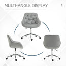 Grey Velvet Ergonomic Home Office Desk Chair with Adjustable Height and Support