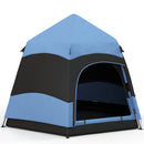 Hexagon Double Layer Camping Tent, 4-Person, Blue/Black