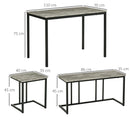 Grey Concrete Effect Dining Set for 4 - Steel Frame Table and Bench