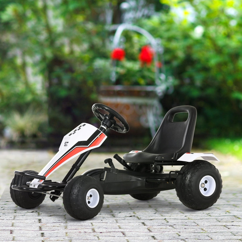 Kids Adjustable Pedal Go-Kart - White/Red