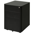 Steel 3-Drawer Rolling Filing Cabinet for A4, Letter, Legal Files - Black