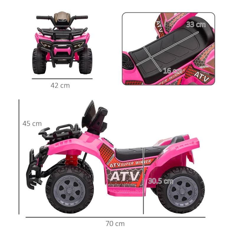 6V Pink Kids Electric Ride-On Quad Bike with Music | Ages 18-36 Months