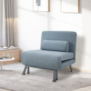 Blue Convertible Sleeper Chair with Adjustable Backrest and Pillow