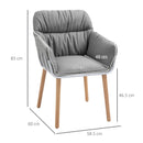 Grey and White Piped Accent Chair with Thick Padding and Wood Legs