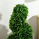Set of 2 Green Spiral Boxwood Topiary Trees with Pots, 90cm - Indoor Outdoor Decor
