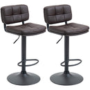 Brown Swivel Bar Stools Set of 2 - Adjustable Height Dining Chairs with Footrest