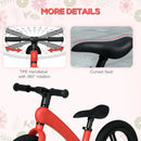 Red 12" Kids Balance Bike, Lightweight No-Pedal Training Bicycle with Adjustable Seat