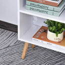 Modern White Grey Bookcase with Drawer and 6 Shelves