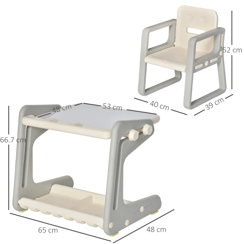 Blue Kids 2-in-1 Whiteboard Table & Chair Set
