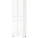 White 4-Door Freestanding Kitchen Cupboard with Drawers and Adjustable Shelves