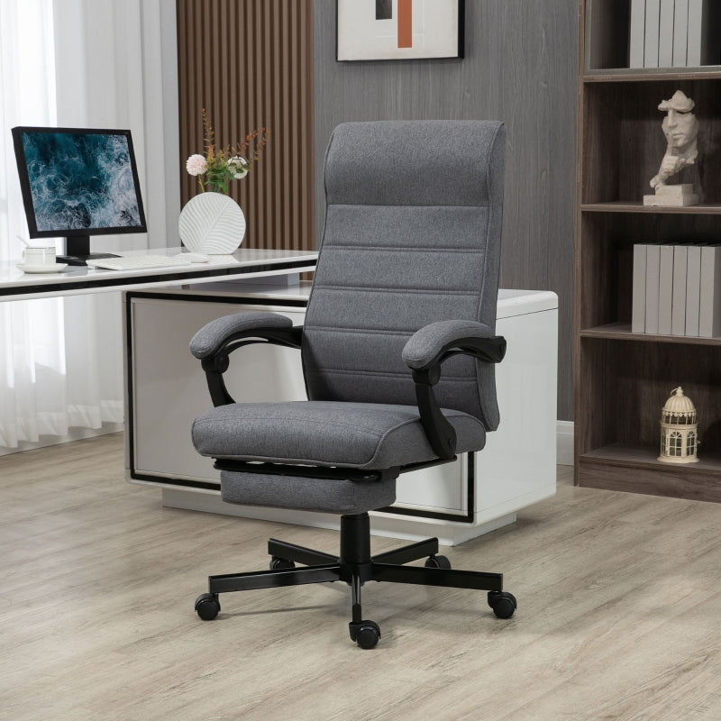 Grey Fabric Swivel Office Chair with Adjustable Height and Wheels