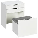 White Flip-up Mirror Dressing Table with Storage Stool