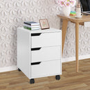 White 3-Drawer Mobile File Cabinet with Wheels for Home Office