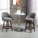 Dark Grey Nailhead Bar Stools Set of 2 with Rubber Wood Legs