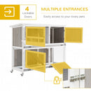 Grey Wooden Rabbit Hutch with Rain Cover and Wheels, 122x50x100cm