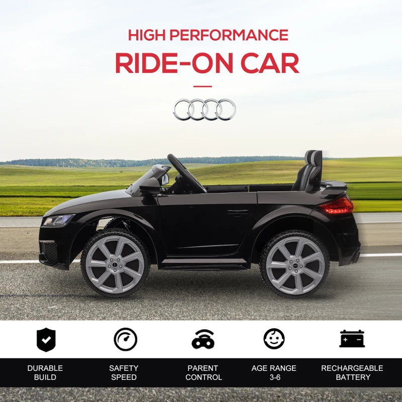 Black Audi TT Kids Ride-On Car with Remote Control and MP3 Player