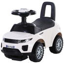 White Toddler Ride-On Car with Horn and Storage
