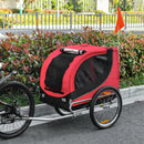 Steel Dog Bike Trailer Pet Carrier for Bicycle - Black/Red