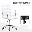 White PU Leather Swivel Office Chair with Adjustable Height and Armrest