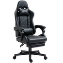 Black Racing Gaming Chair with Swivel Wheel & Footrest
