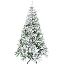 6 Ft Snow Flocked Green Christmas Pine Tree with Realistic Branches