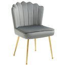 Grey Velvet Accent Chair with Gold Metal Legs - Modern Vanity Chair for Living Room, Bedroom, Home Office