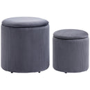 Grey Fabric Storage Ottomans Set of 2 with Removable Lid