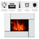 Silver Wall Mount Electric Fireplace Heater with Flame Effect & Tempered Glass