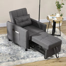 Grey Convertible Sleeper Chair with Adjustable Backrest and Side Pockets