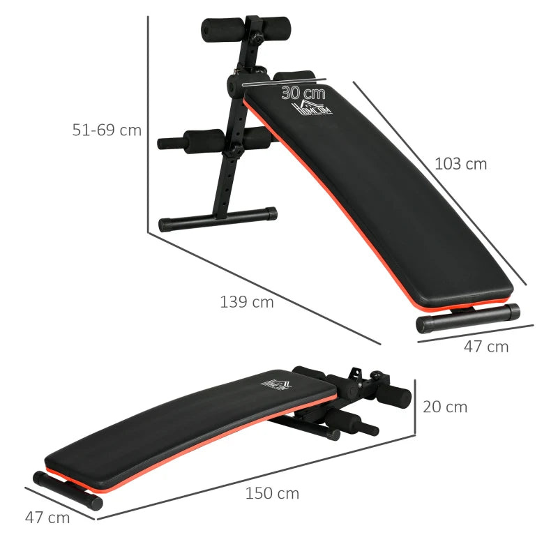 Adjustable Black Sit Up Bench with Thigh Support - Home Gym Essential