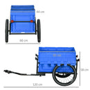 Blue Steel Frame Bike Trailer Storage Box - 65L Capacity