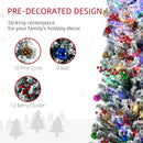 6ft Pre-lit Flocked Christmas Tree with Warm White LEDs, Berries, Pine Cones - Green