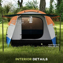 Orange 2-3 Person Waterproof Camping Tunnel Tent with Bedroom and Living Area