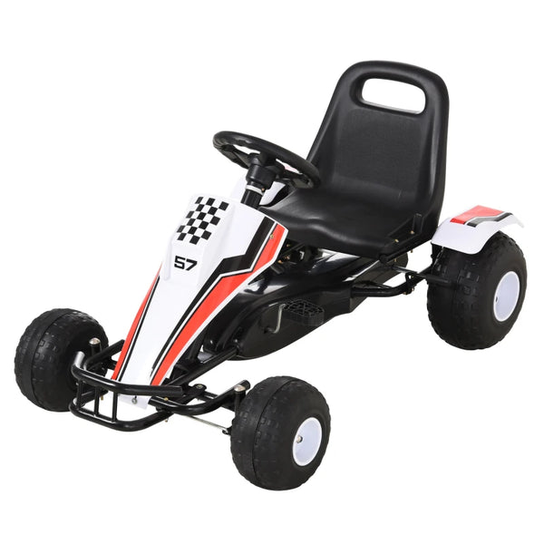 Kids Adjustable Pedal Go-Kart - White/Red
