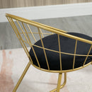 Gold Velvet Dining Chairs Set of 2, Round Back Metal Wire Kitchen Chair