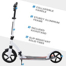 White Foldable Kick Scooter with Shock Absorption for Teens and Adults