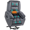 Grey Massage Recliner Chair with Heat and 8 Massage Points