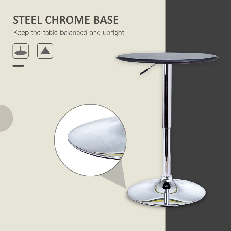 Black Round Bistro Bar Table with Adjustable Height