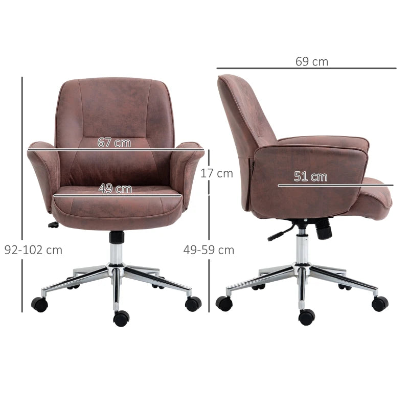 Red Swivel Office Desk Chair with Armrest and Wheels