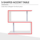 White Wooden S-Shaped Coffee Table with 2-Tier Storage Shelves