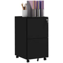 Black 2-Drawer Steel Vertical File Cabinet with Lock & Wheels