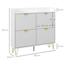 Slim White Shoe Storage Cabinet with 4 Flip Drawers - Adjustable Shelf, Shoe Rack for 16 Pairs