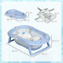 Blue Foldable Baby Bathtub with Non-Slip Legs & Cushion Pad