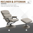 Grey Swivel Recliner Chair with Ottoman Set